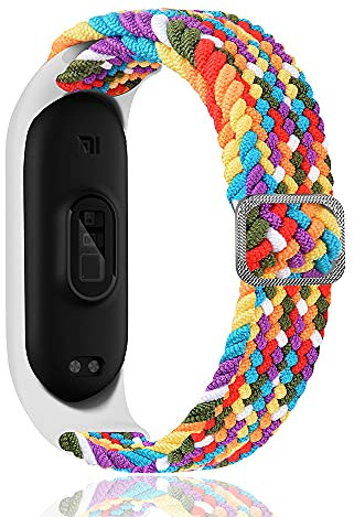 Rosok Cinturino Intrecciato Nylon Compatibile con Xiaomi Mi Band 6 / 5 / 4 / 3, Sportivo Ricambio Elastica Cinturino per Xiaomi Mi Smart Band 6 / 5 / 4 / 3 - Colore Dell'Arcobaleno