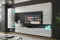Furnitech Wohnwand Wohnzimmer | Wohnzimmer Möbel mit LED RGB - 16 Farben | Hängend Wohnwand Modern | Wohnzimmer Schrankwand mit Regale und TV Schrank (AN90NEW-21W-HG2)