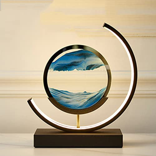 XBAOMING Arte della Clessidra, Pittura Luminosa delle Sabbie Mobili A Forma di Mezzaluna 3D Rotante A 360 ° Illuminazione delle Sabbie Mobili Decorazione della Casa Regalo Romantico,D
