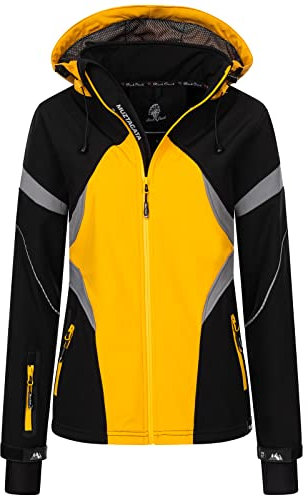 Rock Creek Damen Softshell Jacke Windbreaker Regenjacke Übergangsjacke Softshelljacke Damenjacke Regenmantel Outdoorjacke Kapuze D-467 Gelb 4XL