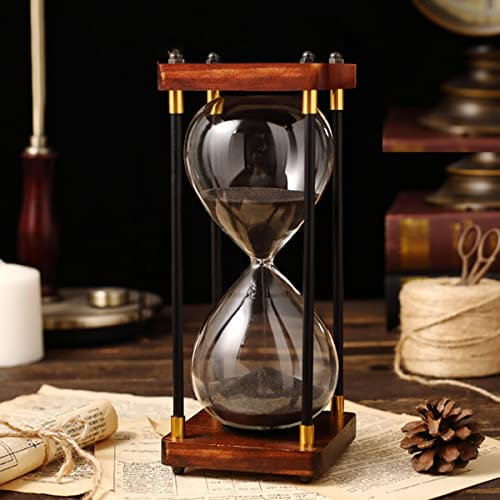 JINYISI Sablier 60 minutes avec cadre en bois noir pour bureau, cuisine, maison
