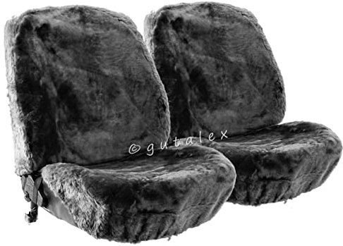 Rökü 2X LAMMFELL-Sitzbezug aus feiner Wolle mit Farbauswahl (Anthrazit)