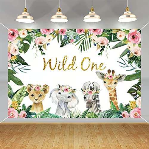 Safari Wild One Hintergrund Safari Tier Erster Geburtstag Party Hintergrund Jungle Mädchen Party Dekoration Fotografie Geburtstag Plakat, 1,5 m