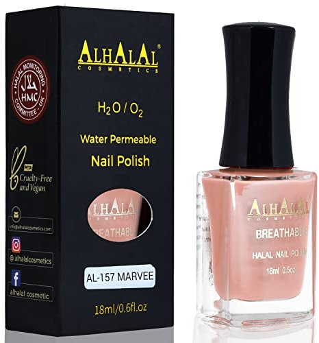 Marvee Halal Gel Nail Polish - Water Permeable Red & White Nail Enamel - Glossy, Vegan & Cruelty-Free (AL-157)