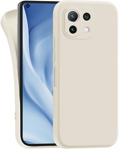 MyGadget Hülle für Xiaomi Mi 11 Lite 5G - robuste Silikon Schutzhülle TPU Case Slim Silikonhülle - Back Cover Kratzfest Handyhülle - Matt Beige