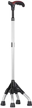 Gima - Gehstock mit stabiler 4-Fuß-Basis, für ältere Menschen, aus Leichtmetall, höhenverstellbar von 74-87 cm, max. Belastung 100 kg, beidhändig tragbar und rutschfester T-Griff, Made in Italy