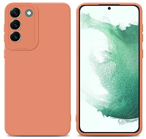 Cadorabo Hülle kompatibel mit Samsung Galaxy S22 Plus Schutzhülle TPU Silikon Case Liquid Design mit Kameraschutz Slim Kratzfest Weiche Gummi mit Rundumschutz Case Hülle für Galaxy S22 Plus in Orange