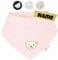 Steiff Baby Halstücher mit Name | BIO Baumwolle | Steiff personalisiert Dreieckstuch | 0-4 Jahre | Druckknopf | Halstuch Baby (Silver-Rosa)