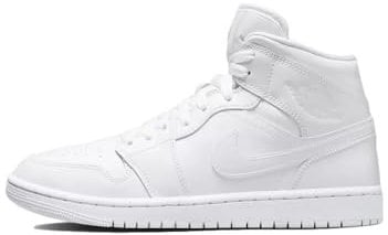 NIKE Wmns Air Jordan 1 Mid, Sneaker Donna, White/White-White, 39 EU