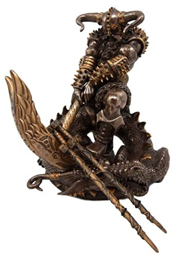 Ebros Gift Mighty Thor Odinson at Battle of Ragnarok Statue Norse Mythology God of Lightning Slaying Midgard-Dragon with Mjolnir Hammer Figure Donar Son of Odin Asgard Ruler 19.7 cm H