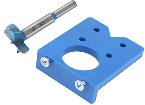 Kit de instalación de bisagra de puerta, Deosdum Hidden Hinge Jig Hinge Hole Opener Blue Precisacy Locator Door Drilling Guide Woodworking Tools Set 35Mm Door Hinge Jig