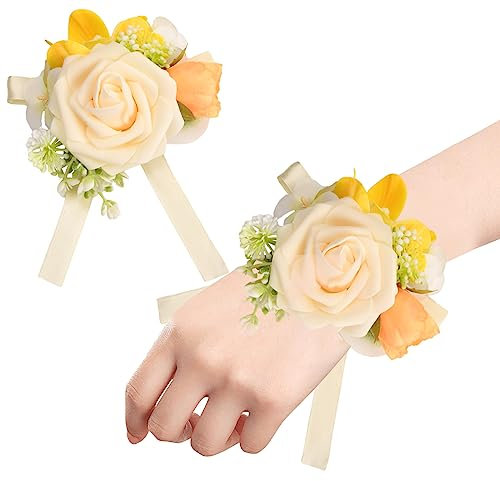 Fleur Décorative de Poignet, Corsage de Rose Artificielle pour Mariée, Bracelet Demoiselle pour Bal, Mariage, Fête