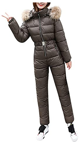 Skisuit Damen Einteiliger - Skianzug Damen Einteiler Schneeanzug Ski-Overall Hoodie Winter Warm Schnee Skianzüge Outdoor Sports Schneeanzüge Frauen Wasserdicht Snowboard Skisuit Skifahren Sätze