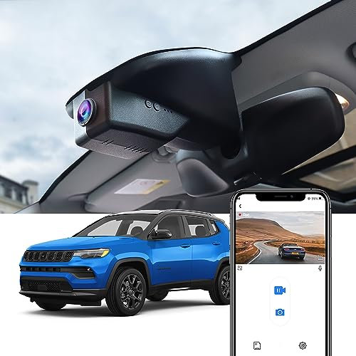 Fitcamx Dashcam 4K Kompatibel mit Jeep Compass 2nd Gen 2018-2025 (HD2-1518), Autokamera UHD 2160P Video WiFi, G-Sensor, Loop-Aufnahm, OEM Jeep Zubehör, WDR Dash Cam Auto, Plug & Play, 64 GB Karte