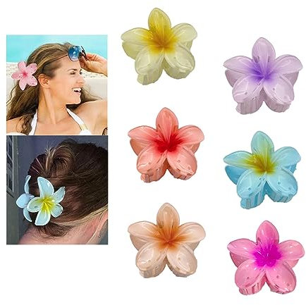 Zixrmor6 Stück Blumen Haarspangen, Niedliche Gelée Farbe Haarklammern , Große Haarklammer Blume für dickes Haar, starker Halt haarklammer, blumen klammer für Frauen, Mädchen(Flower clip)
