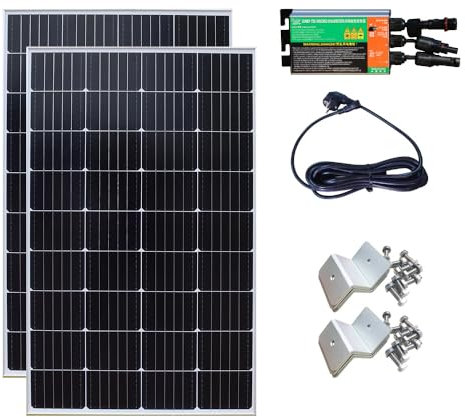 Gasolarxy 300w Solarpanel Balkonkraftwerk Monokristallines Solarpanel 2 X 150w 220V/230V Plug & Play Solaranlage ideal für Balkonkraftwerk, Wohnmobil, Gartenhäuse, Boot