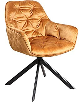 Woodkings Polsterstuhl Carlton 2er Set Esszimmerstuhl drehbar Curryfarben Drehstuhl mit Armlehne Loungesessel Küchenstuhl Bürostuhl mit Stoffbezug samtig weich