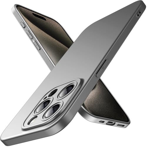JETech Slim Case for iPhone 15 Pro Max 6.7-Inch with Camera Lens Full Cover Protection, Ultra-Thin Lightweight Matte Finish Minimalist Protective Phone Cover (Natural Titanium)