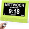 SINOIDEAS - 7 Zoll Wecker Digital,Digitale Kalender,Demenz Uhr Senioren mit Erinnerungsfunktion,Uhr mit Datum und wochentag (grün)