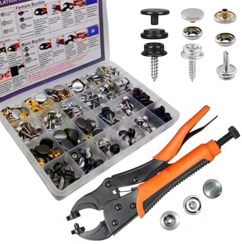 SUNAROC Schraub Druckknopf Set Mit Zange, 100 Set 15mm Druckknöpfe Zum Schrauben, Reparieren Von Segeltuch, NäHen,Planen Ersetzen Von MetallverschlüSsen