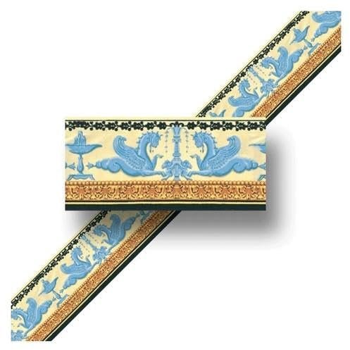 Dolls House Embossed Wallpaper Border Miniature Print 1:12 Scale Gofrado Blue