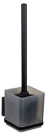 WENKO WC-Garnitur Mod. Quadro hochwertiger Kunststoff-Bürstenbehälter mit robuster Edelstahl-Halterung inklusive Toilettenbürste ohne Bohren Farbe Schwarz
