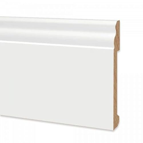 Battiscopa duropolimero alto ducale bianco - Zoccolo da cucina 2000x120x15 mm - Battiscopa resistente agli urti