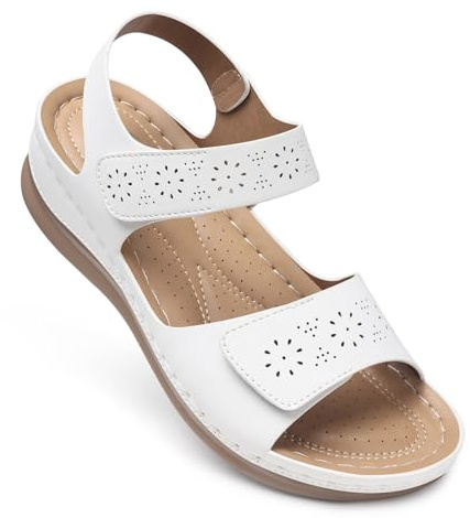 SHIBEVER Flat Sandals for Women Dressy: Comfortable Flats Sandals Women 2026 Black Open Toe Ankle Strap Walking Shoes Summer Size 10