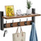 VITVITI Wall-Mounted Coat Rack with Shelf, 5 Metal Hooks, Double Layer Entryway Organizer for Coats, Hats, Bags, and Daily Essentials, Rustic Brown, Perfect for Hallway, Bedroom, Bathroom