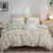 Freyamy Blumen Bettwäsche 220x240cm 3teilig Beige Bunt Blätter Pflanzen Floral Wendbar Bettwaren-Sets 100% Microfaser Blumenmuster Mädchen Bettbezug mit Reißverschluss und 2 Kissenbezug 80x80cm