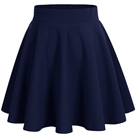 DRESSTELLS Navy Skirts for Women 2025 Versatile Flared Stretchy Flowy High Waist Basic A-Line Casual Skater Mini Skirt Navy XL