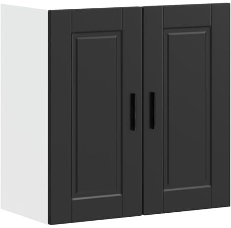 vidaXL Küchen-Hängeschrank Porto Schwarz Holzwerkstoff, Wandschrank Küche, Wandschrank, Oberschrank, Küchenschrank, Hängeschrank, Oberschrank Küche