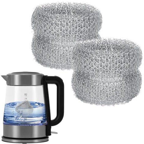 MOLZINY 2 Pieces Anti-Limescale Boiler Ring Anti-Limescale Rings Descaling Net Limescale Cleaning Wool Stainless Steel Anti-Limescale for Kettles and Teapots, Removes Limescale and Impurities