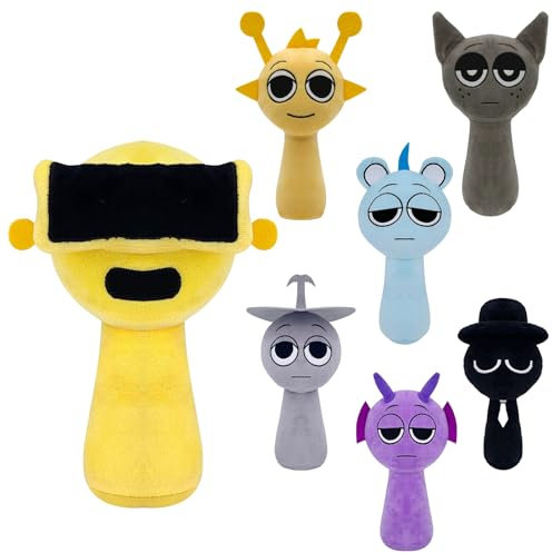 DHINCHANSAIB Sprunki Plush Plüschtier Sprunky Wenda und Grau, 10 Zoll, weiches und lustiges Plüschspielzeug für Geburtstage von Fans und Freunden (Egg Yeast)