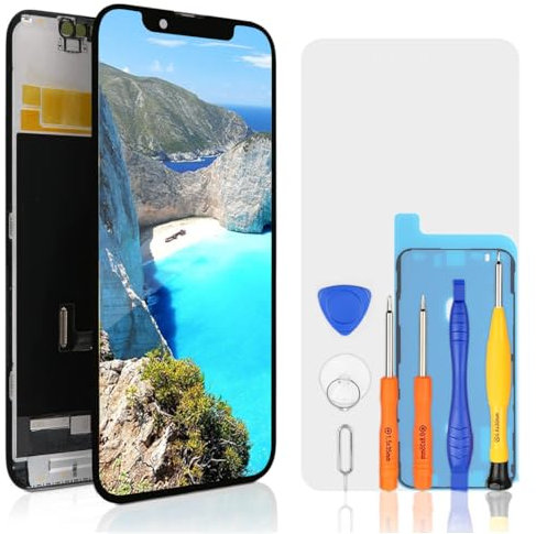 bokman Display für iPhone 13, 6,1 Zoll (16,1 cm), FHD-Anzeige und Ersatz für Touchscreen (True Tone programmierbar, Face ID)