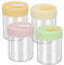 Mapille Lot de 4 Bocaux en Verre Borosilicate avec Couvercles en Silicone, 400ml, Passe au Micro-Ondes et au Lave-Vaisselle, pour Overnight Oats, Yaourt, Confiture et Meal Prep, Non Hermétique