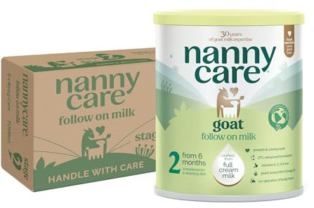 Nannycare Goat Based Follow On Milk – Stage 2 (6–12 Months) | Baby Powder Made from Whole Goats Milk | Nutritionally Complete Formula for Combination or Bottle Feeding – 800g (6 Pack)