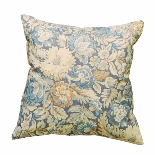 Loberon Kissenhülle Lumielle, blau/beige | Florales Muster, Rückseite Unifarben, Weiche Haptik, Kissenbezug, Wohntextilien, Wohnaccessoire, Baumwolle