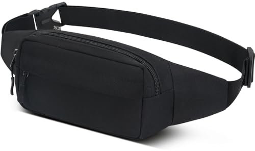 Bauchtasche Gürteltasche Hüfttasche Sport für Damen und Herren Wasserdicht Bauchtasche Doggy Bag Outdoor Groß Handytasche Umhängetasche Camping Wandern Fitness Fahrrad Running (Schwarz)