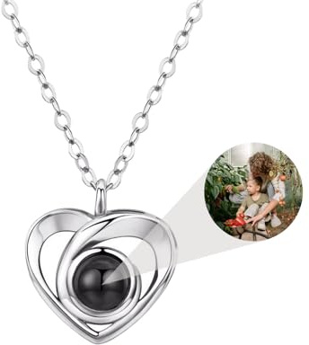 Vennliebe Kette Mit Foto Im Inneren, Kette Mit Bild,Personalisierte Fotoprojektions-Halskette Aus S925-Silber FüR Frauen, Einzigartige Geschenke Zum Muttertag, Geburtstag