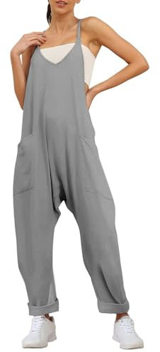 Donna Salopette Gamba Larga Monopezzi Gamba Larga Comode Tuta Intera Overall Elegante Morbida Jumpsuit Con Tasche Senza Maniche Oversize Salopette Premaman Playsuit Leggera Vintage Pantaloni Baggy