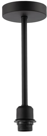 Happy Homewares Classic Matte Black Ceiling Light Fixture to Showcase Lamp Shades | 12cm x 33cm | Suitable for Lamp Shades with E27 Lamp Holder