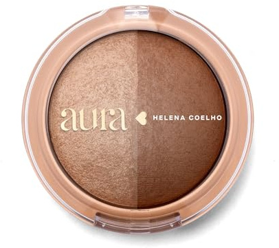 O Boticário Aura by Helena Coelho Duo Blush Tan-Tastic Rouge, 9 g | Hohe Pigmentierung, seidiger Glanz, Glow-Effekt, zweifarbig mit goldenen Glitzerpartikeln, lange Lebensdauer, vegan
