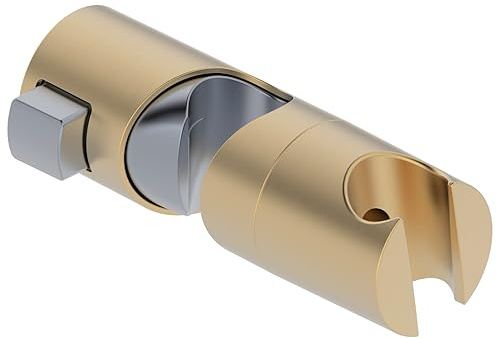 Derengge Hand-held Shower Head Holder for Sliding Bar, 360 Degree Rotation Sprayer Holder,Adjustable Holder for Slide Bar Slider Clamp Bathroom Replacement,Brushed Gold Finished