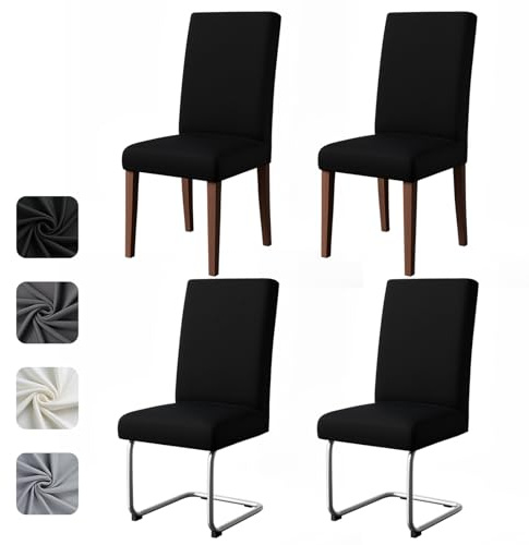 GFCC Housse de Chaise Lot de 4 Extensible Housse Chaise Salle à Manger pour Hôtel Banquet Restaurant Decoration,Pavec Bande Élastique pour Un Ajustement Amovible Recouvre Chaises Noir