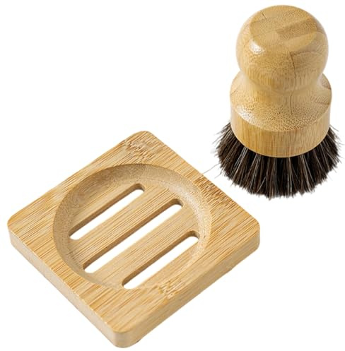 Pilzbürste, 1 Stück, Champignonbürste, Küchenbürste, kartoffelbürste, Scrubber Bamboo Round Natural Scrub Brush Cleaning Kit, Gemüsebürste, für Geschirr Topf Töpfe Pfannen Umweltfreundlich