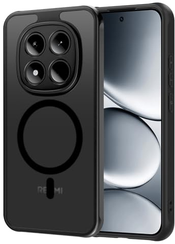 AOMYKE für Xiaomi Redmi Note 15 Pro 5G Hülle Magnetisch, [Kompatibel mit MagSafe] Transluzente Matte Anti-Fingerabdruck Kratzfeste PC Rückseite + TPU Bumper, Schwarz