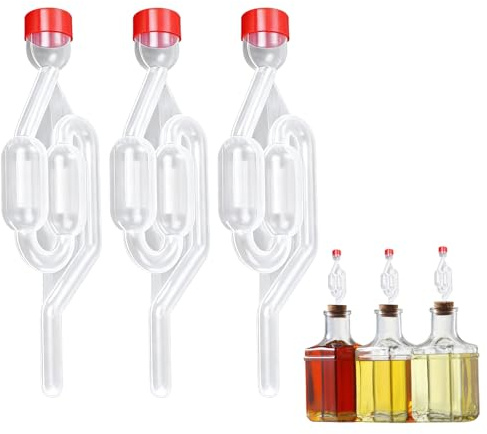 CeoxThao 3 Stück Gärröhrchen Set für die Bier und Weinherstellung, Kunststoff Gärspund, Weinheber Gärröhrchen mit Stopfen, für fermentiertes Sauerkraut, Wein, Bier und Mehr, Transparentes Design