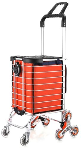Tragbarer Edelstahl-Einkaufswagen, faltbarer Transportwagen for Lebensmittel, Gepäck und Aufbewahrungskisten