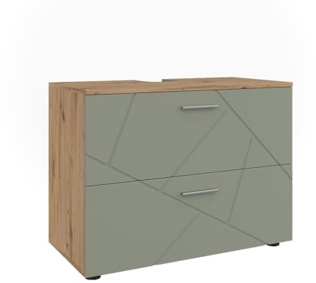 Vicco Mueble bajo Lavabo Irma, Verde Salvia, 80 x 58.6 cm | con cajones, apto para instalación sobre el sifón con aberturas de ventilación